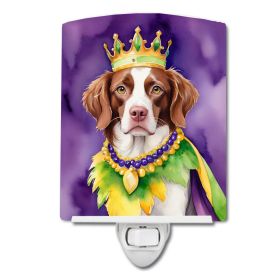 NEW Brittany Spaniel King of Mardi Gras Ceramic Night Light Compact, UL-Certified, Ideal for Bedroom, Bathroom, Nursery, Hallway, Kitchen, 6x4x3
