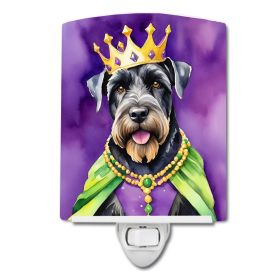 NEW Giant Schnauzer King of Mardi Gras Ceramic Night Light Compact, UL-Certified, Ideal for Bedroom, Bathroom, Nursery, Hallway, Kitchen, 6x4x3