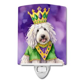 NEW Komondor King of Mardi Gras Ceramic Night Light Compact, UL-Certified, Ideal for Bedroom, Bathroom, Nursery, Hallway, Kitchen, 6x4x3, Multico