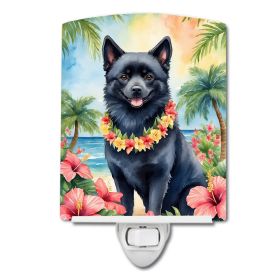 NEW Schipperke Luau Ceramic Night Light Compact, UL-Certified, Ideal for Bedroom, Bathroom, Nursery, Hallway, Kitchen, 6x4x3, Multicolor