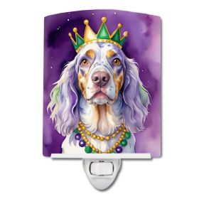 NEW English Setter King of Mardi Gras Ceramic Night Light Compact, UL-Certified, Ideal for Bedroom, Bathroom, Nursery, Hallway, Kitchen, 6x4x3