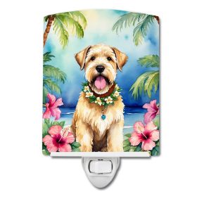 NEW Wheaten Terrier Luau Ceramic Night Light Compact, UL-Certified, Ideal for Bedroom, Bathroom, Nursery, Hallway, Kitchen, 6x4x3, Multicolor