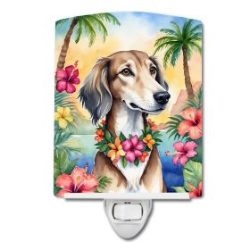 NEW Saluki Luau Ceramic Night Light Compact, UL-Certified, Ideal for Bedroom, Bathroom, Nursery, Hallway, Kitchen, 6x4x3, Multicolor