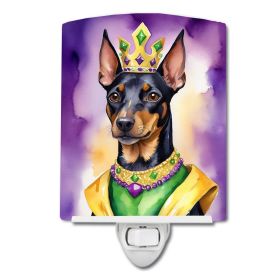 NEW Manchester Terrier King of Mardi Gras Ceramic Night Light Compact, UL-Certified, Ideal for Bedroom, Bathroom, Nursery, Hallway, Kitchen, 6x4x