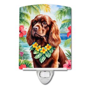 NEW Sussex Spaniel Luau Ceramic Night Light Compact, UL-Certified, Ideal for Bedroom, Bathroom, Nursery, Hallway, Kitchen, 6x4x3, Multicolor