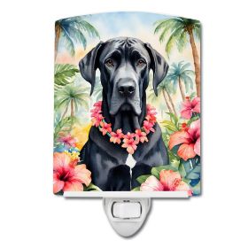 NEW Great Dane Luau Ceramic Night Light Compact, UL-Certified, Ideal for Bedroom, Bathroom, Nursery, Hallway, Kitchen, 6x4x3, Multicolor
