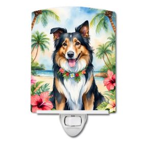 NEW Collie Luau Ceramic Night Light Compact, UL-Certified, Ideal for Bedroom, Bathroom, Nursery, Hallway, Kitchen, 6x4x3, Multicolor