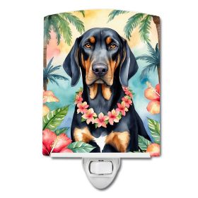 NEW Black and Tan Coonhound Luau Ceramic Night Light Compact, UL-Certified, Ideal for Bedroom, Bathroom, Nursery, Hallway, Kitchen, 6x4x3, Multic
