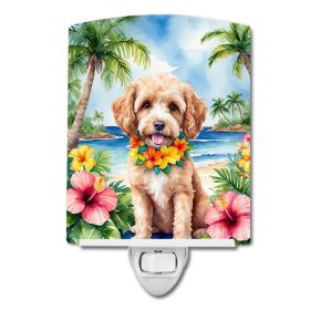 NEW Cockapoo Luau Ceramic Night Light Compact, UL-Certified, Ideal for Bedroom, Bathroom, Nursery, Hallway, Kitchen, 6x4x3, Multicolor
