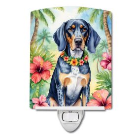 NEW Bluetick Coonhound Luau Ceramic Night Light Compact, UL-Certified, Ideal for Bedroom, Bathroom, Nursery, Hallway, Kitchen, 6x4x3, Multicolor