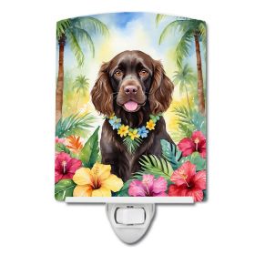 NEW Boykin Spaniel Luau Ceramic Night Light Compact, UL-Certified, Ideal for Bedroom, Bathroom, Nursery, Hallway, Kitchen, 6x4x3, Multicolor