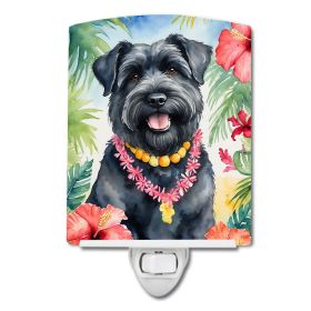 NEW Bouvier des Flandres Luau Ceramic Night Light Compact, UL-Certified, Ideal for Bedroom, Bathroom, Nursery, Hallway, Kitchen, 6x4x3, Multicolo