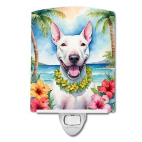 NEW Bull Terrier Luau Ceramic Night Light Compact, UL-Certified, Ideal for Bedroom, Bathroom, Nursery, Hallway, Kitchen, 6x4x3, Multicolor