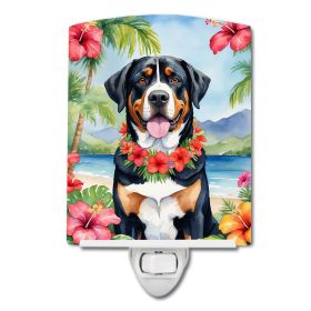 NEW Greater Swiss Mountain Dog Luau Ceramic Night Light Compact, UL-Certified, Ideal for Bedroom, Bathroom, Nursery, Hallway, Kitchen, 6x4x3