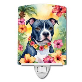 NEW Staffordshire Bull Terrier Luau Ceramic Night Light Compact, UL-Certified, Ideal for Bedroom, Bathroom, Nursery, Hallway, Kitchen, 6x4x3