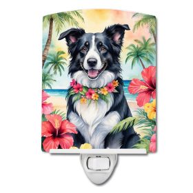 NEW Border Collie Luau Ceramic Night Light Compact, UL-Certified, Ideal for Bedroom, Bathroom, Nursery, Hallway, Kitchen, 6x4x3, Multicolor