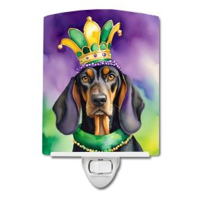 NEW Black and Tan Coonhound King of Mardi Gras Ceramic Night Light Compact, UL-Certified, Ideal for Bedroom, Bathroom, Nursery, Hallway, Kitchen