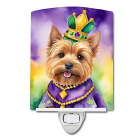 NEW Norwich Terrier King of Mardi Gras Ceramic Night Light Compact, UL-Certified, Ideal for Bedroom, Bathroom, Nursery, Hallway, Kitchen, 6x4x3