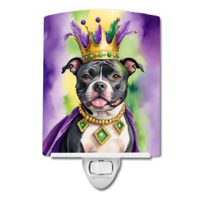 NEW Staffordshire Bull Terrier King of Mardi Gras Ceramic Night Light Compact, UL-Certified, Ideal for Bedroom, Bathroom, Nursery, Hallway, Kitch
