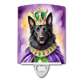 NEW Belgian Sheepdog King of Mardi Gras Ceramic Night Light Compact, UL-Certified, Ideal for Bedroom, Bathroom, Nursery, Hallway, Kitchen, 6x4x3