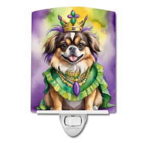 NEW Tibetan Spaniel King of Mardi Gras Ceramic Night Light Compact, UL-Certified, Ideal for Bedroom, Bathroom, Nursery, Hallway, Kitchen, 6x4x3