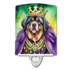 NEW Tibetan Mastiff King of Mardi Gras Ceramic Night Light Compact, UL-Certified, Ideal for Bedroom, Bathroom, Nursery, Hallway, Kitchen, 6x4x3