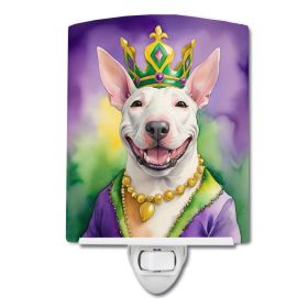 NEW Bull Terrier King of Mardi Gras Ceramic Night Light Compact, UL-Certified, Ideal for Bedroom, Bathroom, Nursery, Hallway, Kitchen, 6x4x3