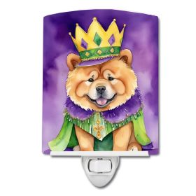 NEW Chow Chow King of Mardi Gras Ceramic Night Light Compact, UL-Certified, Ideal for Bedroom, Bathroom, Nursery, Hallway, Kitchen, 6x4x3, Multic
