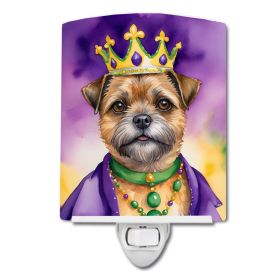 NEW Border Terrier King of Mardi Gras Ceramic Night Light Compact, UL-Certified, Ideal for Bedroom, Bathroom, Nursery, Hallway, Kitchen, 6x4x3