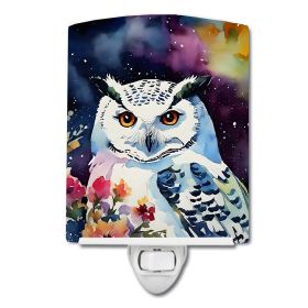 NEW Snowy Owl Ceramic Night Light Compact, UL-Certified, Ideal for Bedroom, Bathroom, Nursery, Hallway, Kitchen, 6x4x3, Multicolor