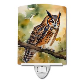 NEW Long-Eared Owl Ceramic Night Light Compact, UL-Certified, Ideal for Bedroom, Bathroom, Nursery, Hallway, Kitchen, 6x4x3, Multicolor